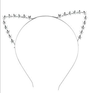 Lux Accessories SilverTone Cat Ear Metal Headband